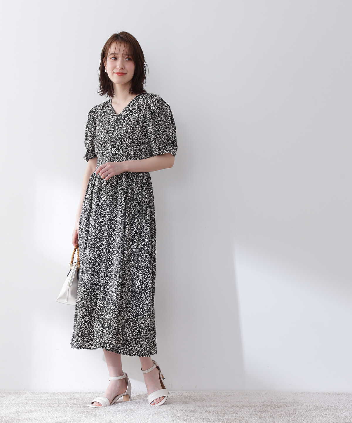 小花柄パワーショルダーワンピース S Size Line N Natural Beauty Basic サンエービーディーオンラインストア Sanei Online Store