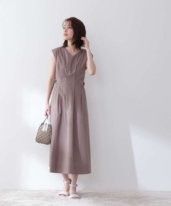 ウエストタック脇ボタンノースリーブワンピース S Size Line N Natural Beauty Basic サンエービーディーオンラインストア Sanei Online Store