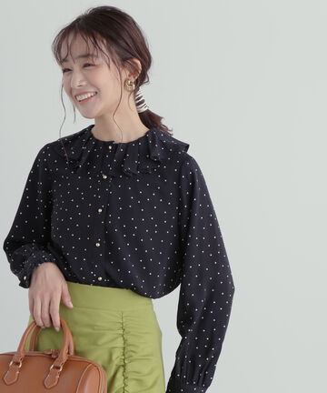 【松井愛莉さん着用】プリーツフリルカラーブラウス