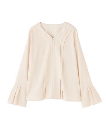 【先行予約10月下旬-11月上旬入荷予定】ダブルフリルVネックブラウス