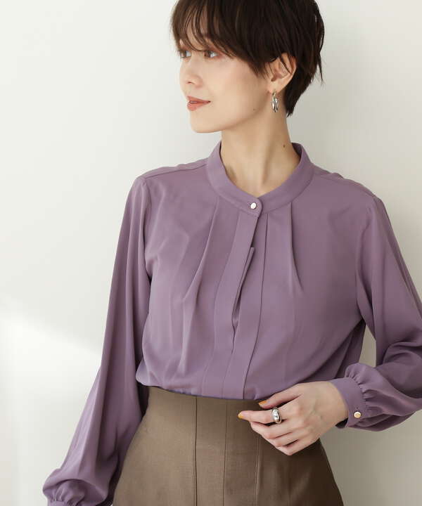スタンドカラーフロントタックブラウス N Natural Beauty Basic サンエービーディーオンラインストア Sanei Online Store