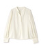 パールボタンスキッパー長袖ブラウス
