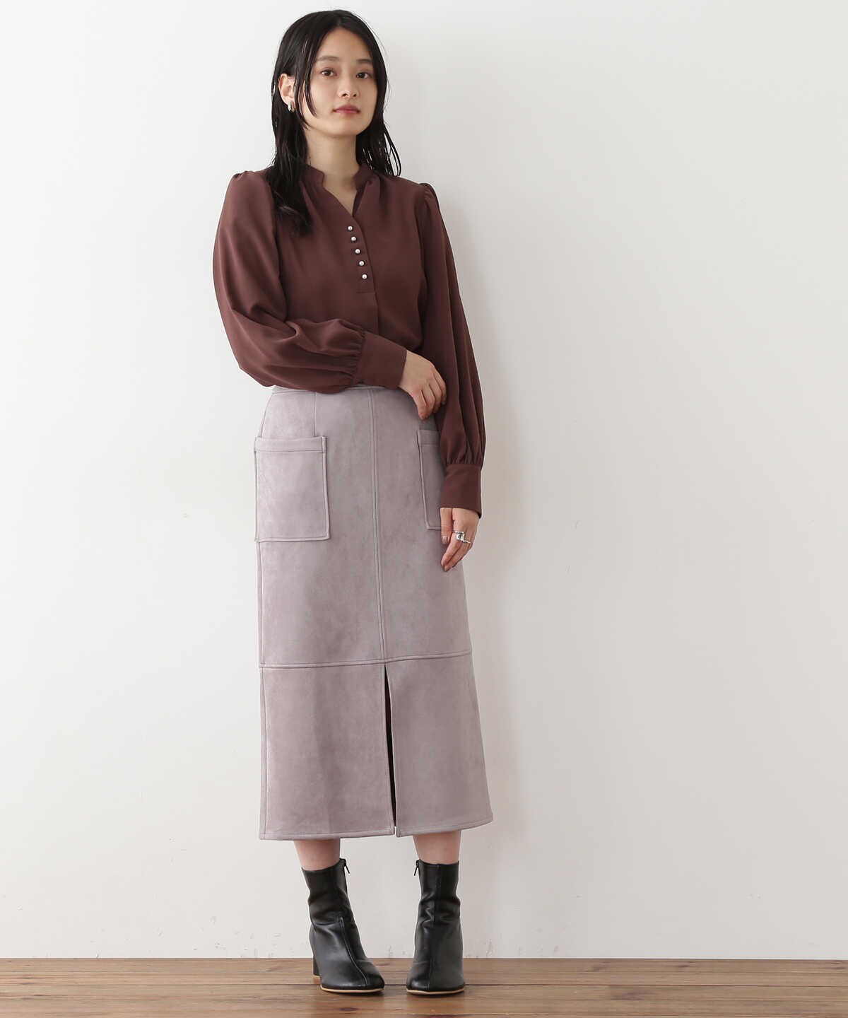 【石川恋さん着用】フェイクスウェードタイトスカート《S Size Line》