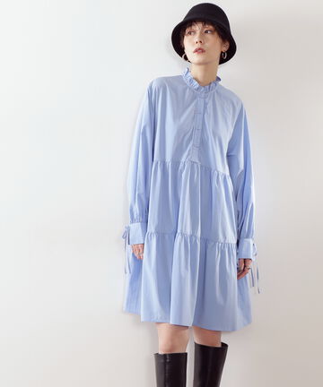 フリルネックミニワンピース