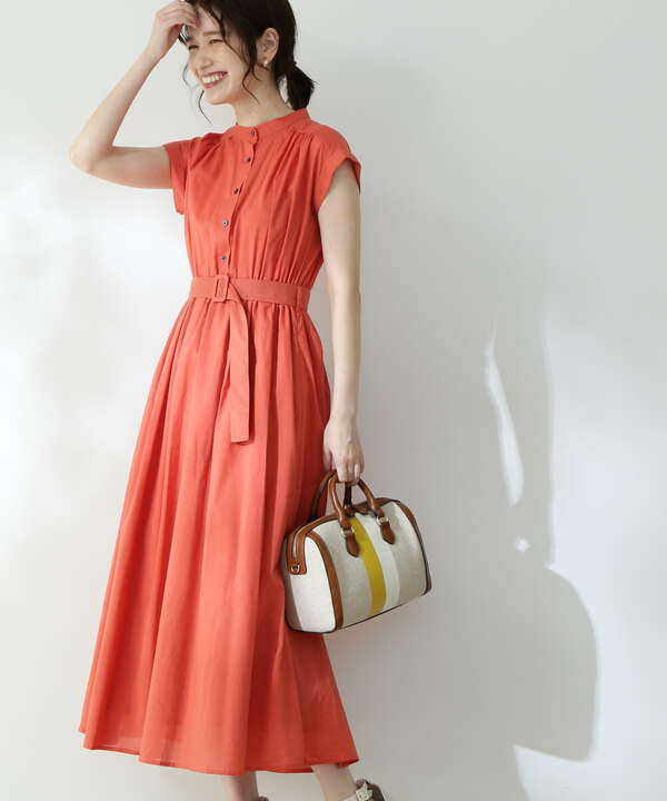 クルミベルトバンドカラーコットンワンピース S Size Line N Natural Beauty Basic サンエービーディーオンラインストア Sanei Online Store