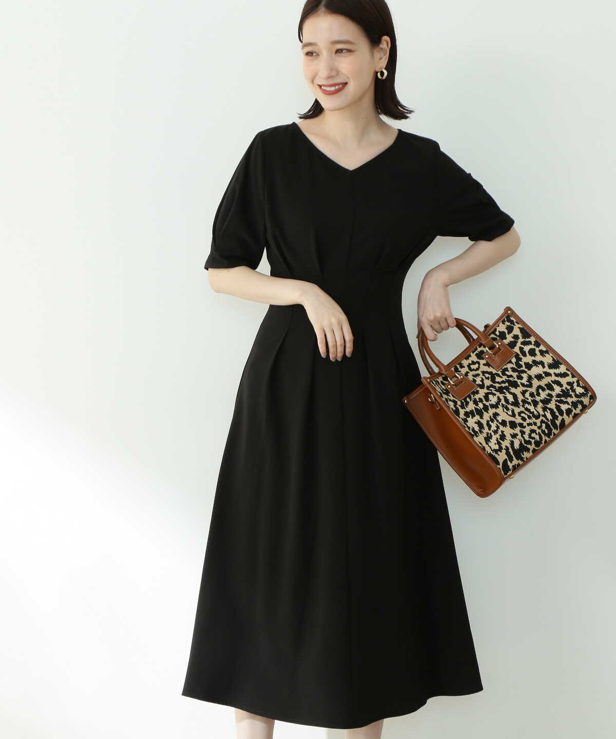 麻調ウエストタックワンピース N Natural Beauty Basic サンエービーディーオンラインストア Sanei Online Store