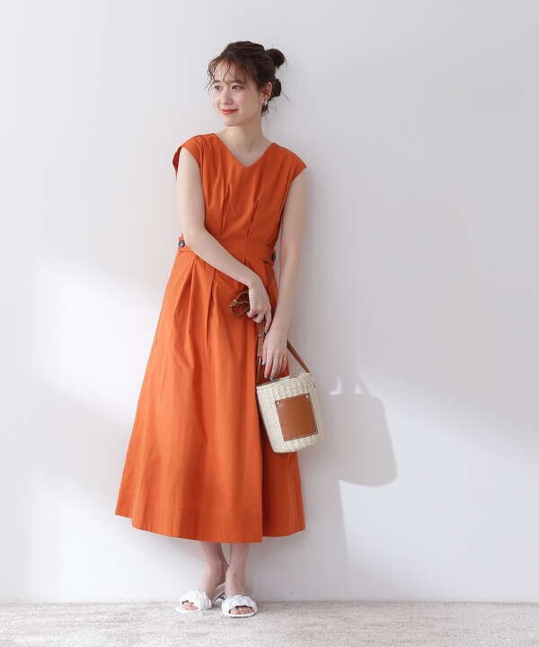 ウエストタック脇ボタンノースリーブワンピース S Size Line N Natural Beauty Basic サンエービーディーオンラインストア Sanei Online Store