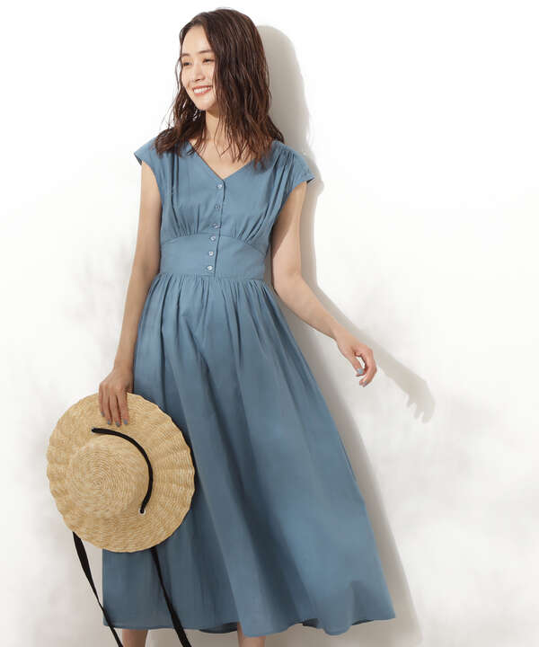 ｖネックギャザーワンピース S Size Line N Natural Beauty Basic サンエービーディーオンラインストア Sanei Online Store