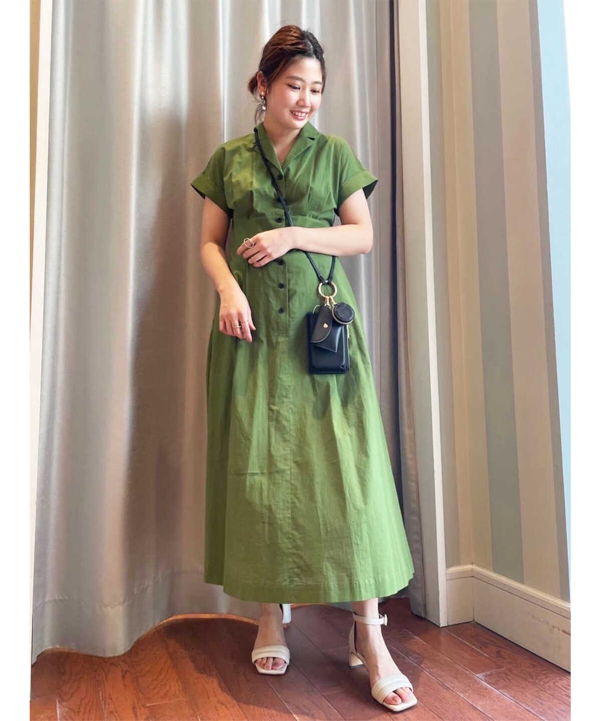 コットンローン開襟ハイウエストワンピース S Size Line N Natural Beauty Basic サンエービーディーオンラインストア Sanei Online Store