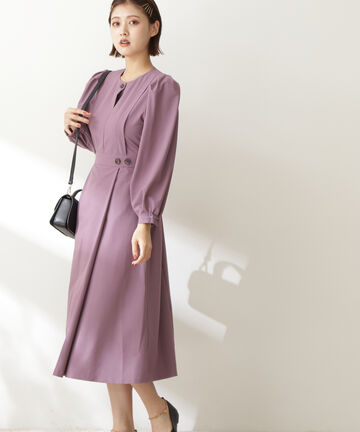 コントラストボタンワンピース