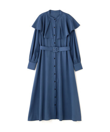 配色ステッチケープワンピース