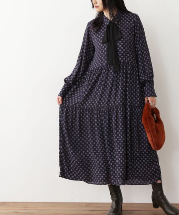 バイカラーボウタイシャツワンピース