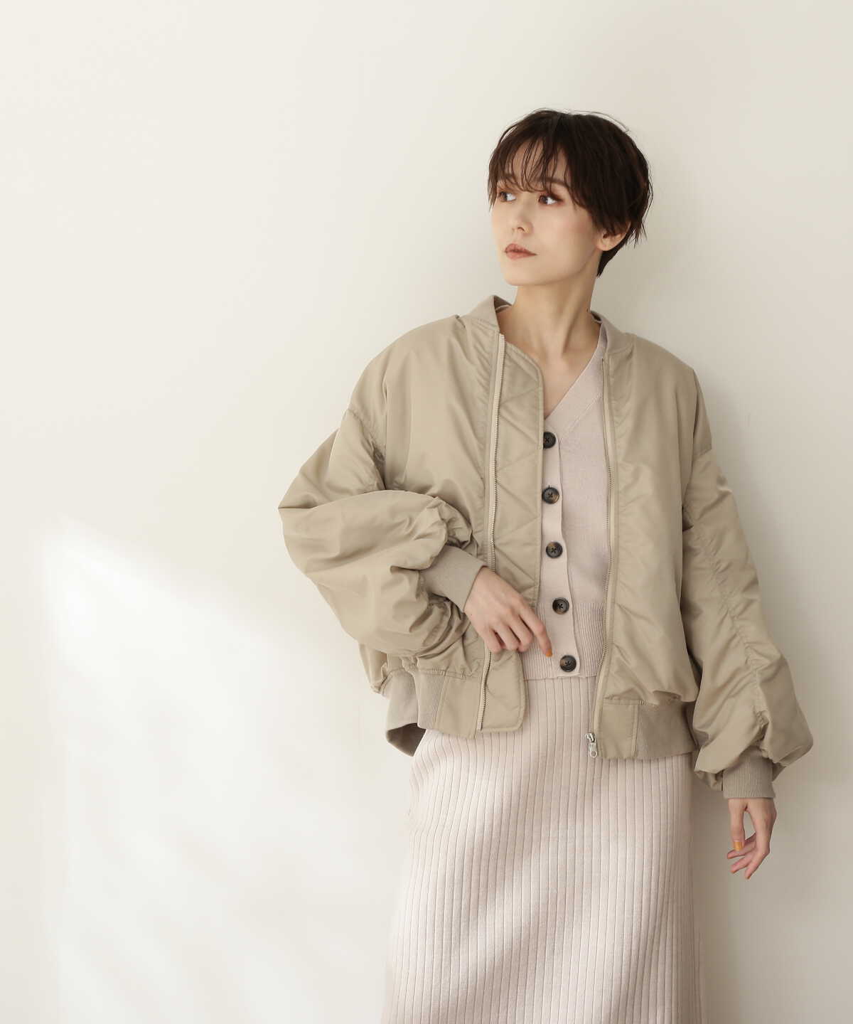 松井愛莉さん着用】ボリュームスリーブＭＡ－1ブルゾン | N. Natural Beauty Basic* | サンエービーディーオンラインストア -  SANEI bd ONLINE STORE