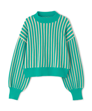 【先行予約10月下旬-11月上旬入荷予定】ストライプ調クロップドニット