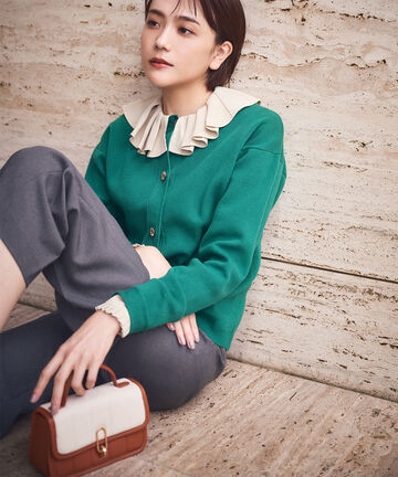 【松井愛莉さん着用】ノーカラーニットブルゾン