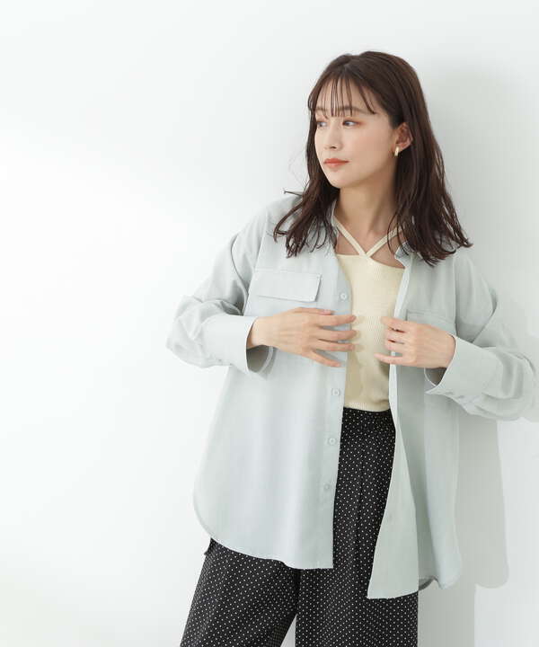 【川津明日香さん着用】ポプリンフラップポケットシャツ