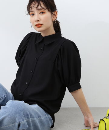 ポプリンボリュームスリーブブラウス