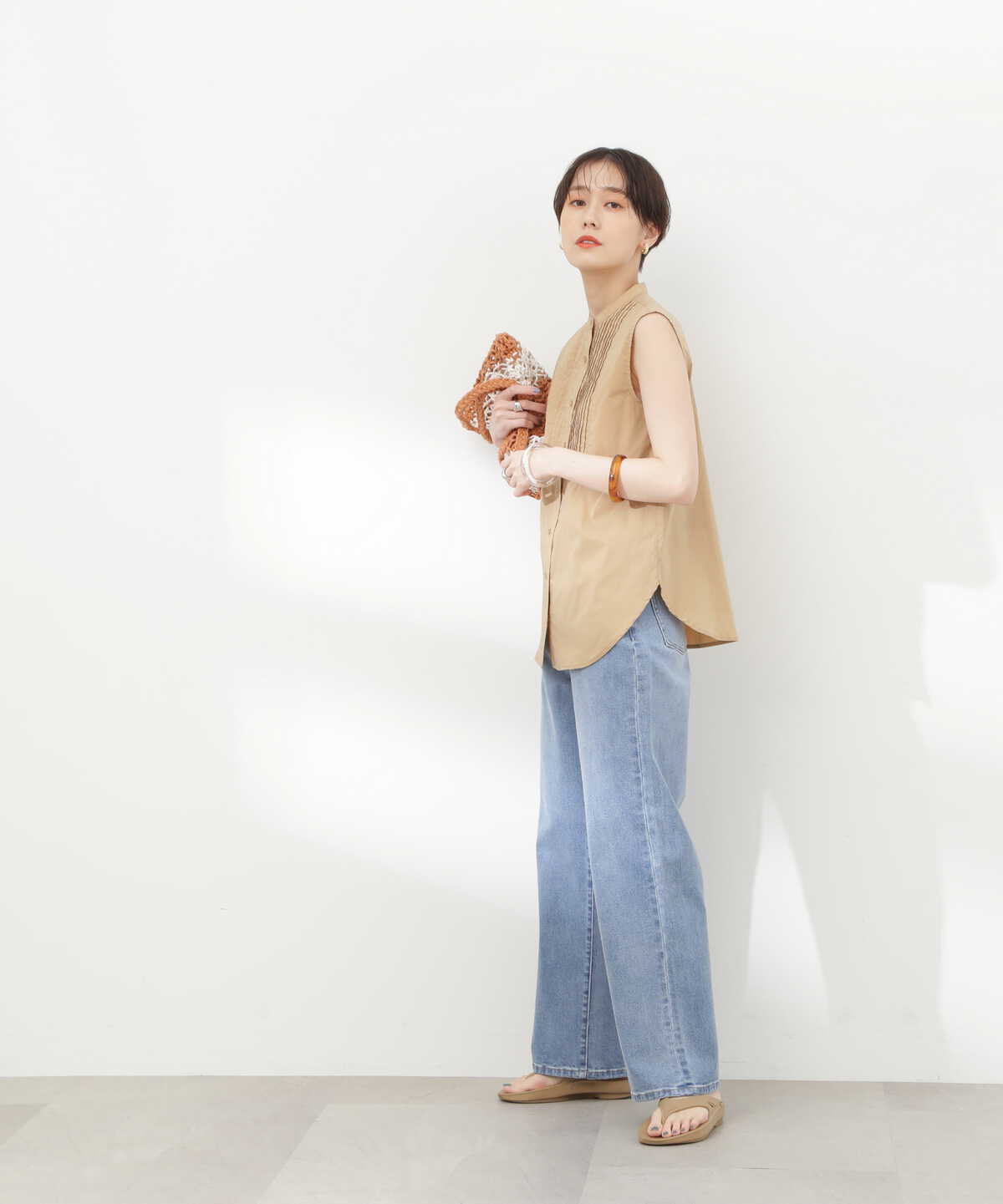 【花山瑞貴さん着用】ノースリピンタックブラウス