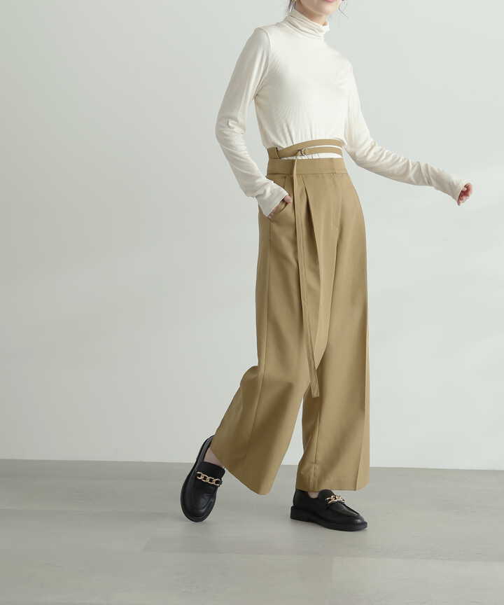 ロングストラップベルトワイドパンツ