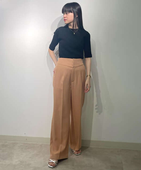 ハイウエスト切替ストレートパンツ【S Size Line】
