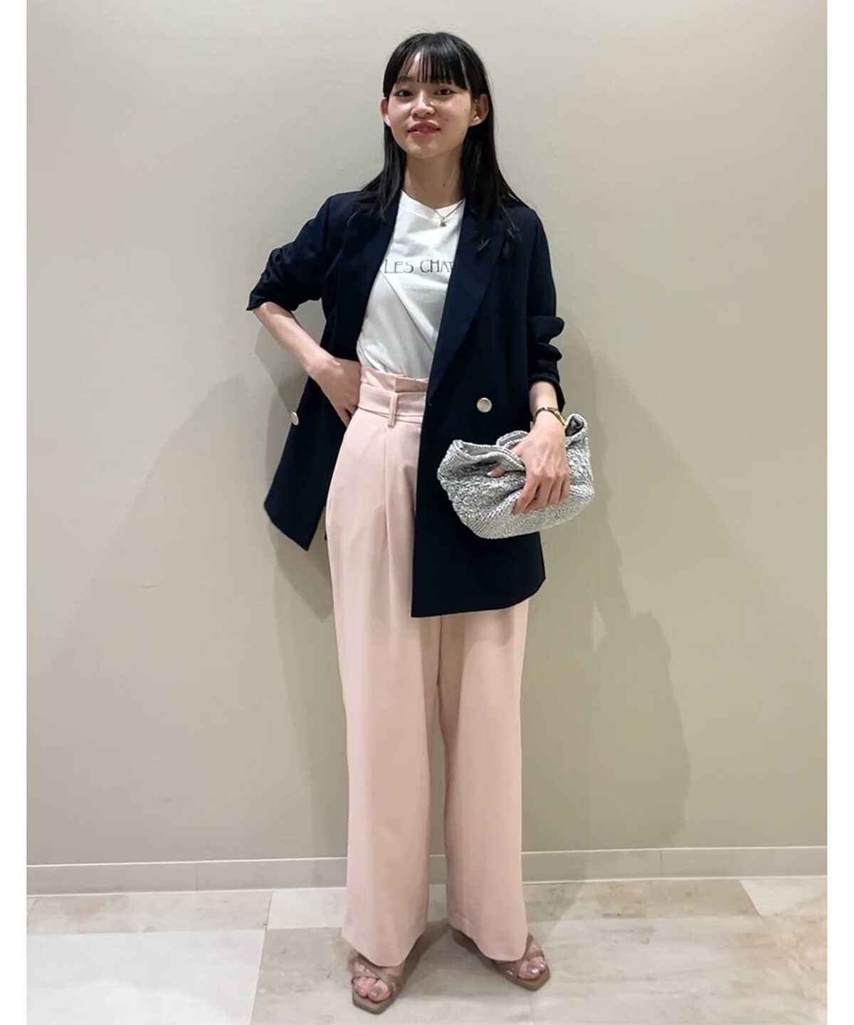 川津明日香さん着用】ハイウエストベルト付ストレートパンツ《S Size 