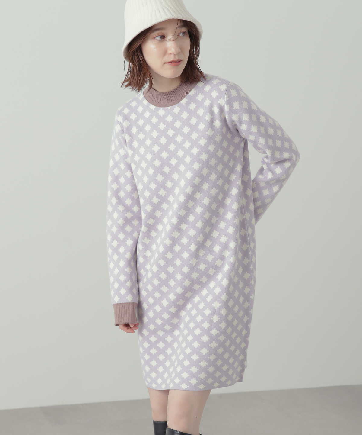 ジャガードニットミニワンピース N Natural Beauty Basic サンエービーディーオンラインストア Sanei Online Store