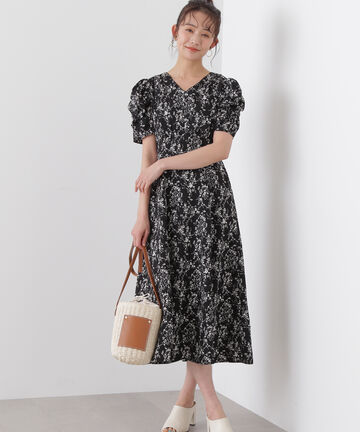 フラワープリントパワショルワンピース《S Size Line》