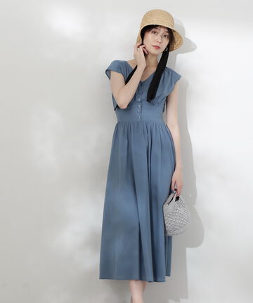 Vネックギャザーワンピース《S Size Line》