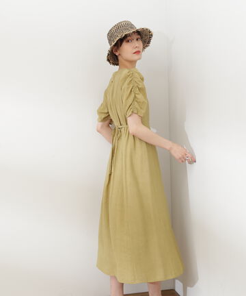 【花山瑞貴さん着用】スクエアネックウエストリボンワンピース《S Size Line》