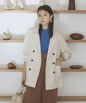 【川津明日香さん着用】麻混ダブルテーラードジャケット【S Size Line】