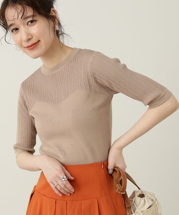 レーヨンコットン混ビスチェ風ニット