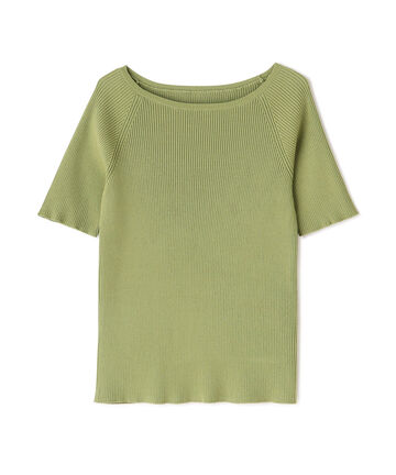 ボートネックリブニット