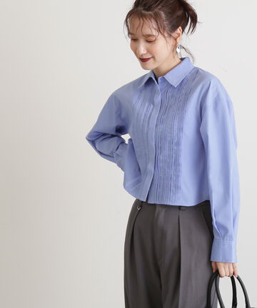 クロップドピンタックシャツ