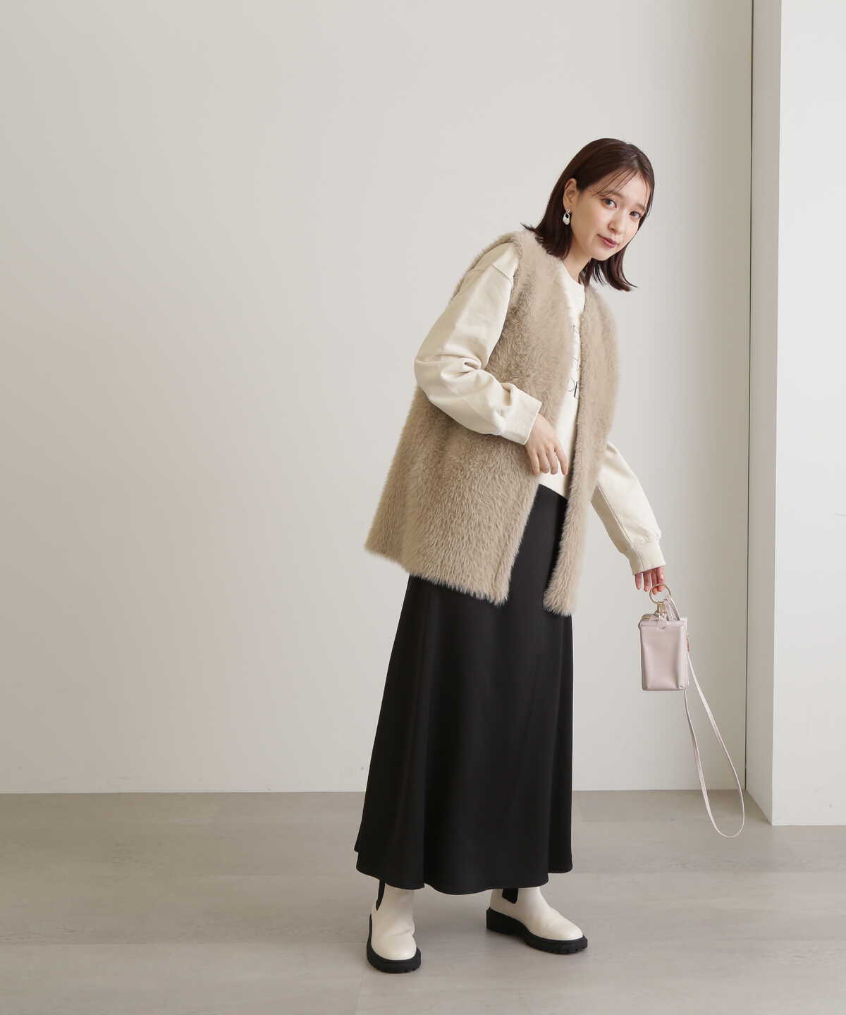 マットサテンＡラインロングスカート《S Size Line》