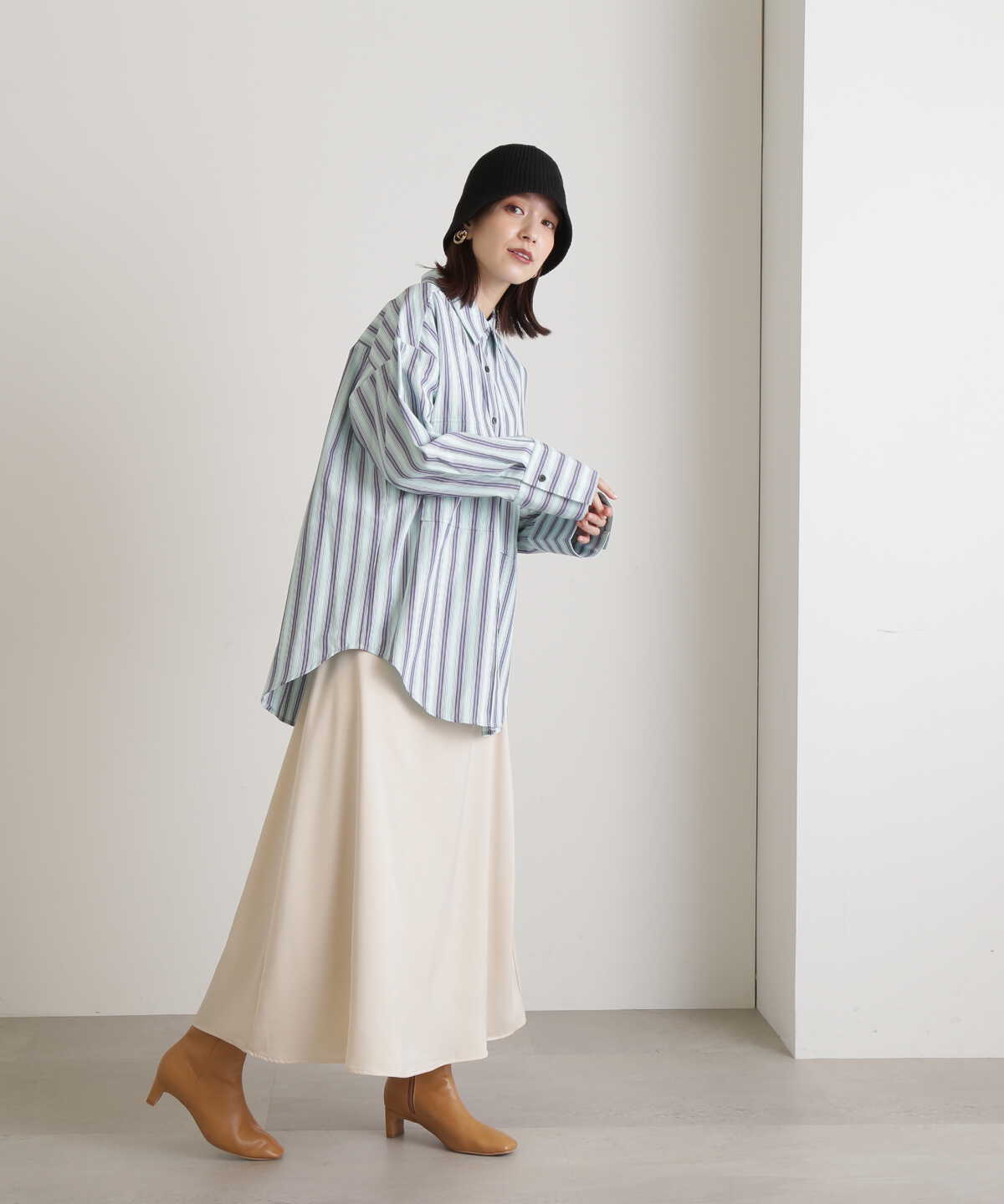 マットサテンＡラインロングスカート《S Size Line》