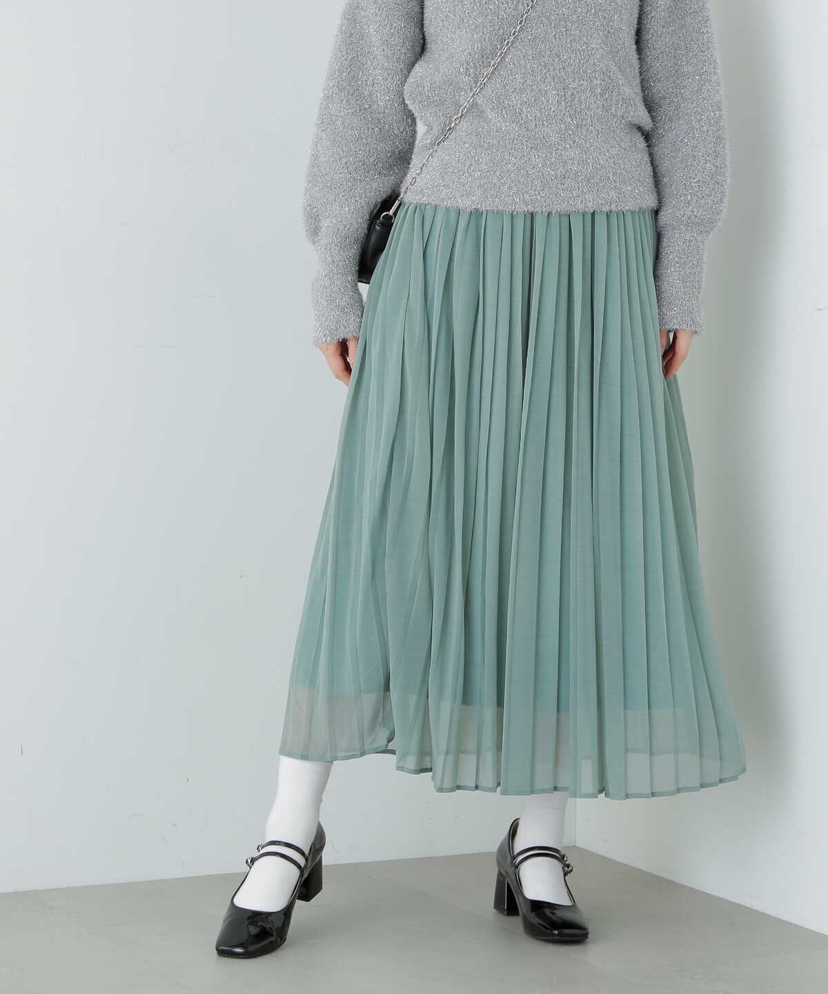 【Mila Owen】ウエストゴムデザインシアープリーツスカート 1サイズ