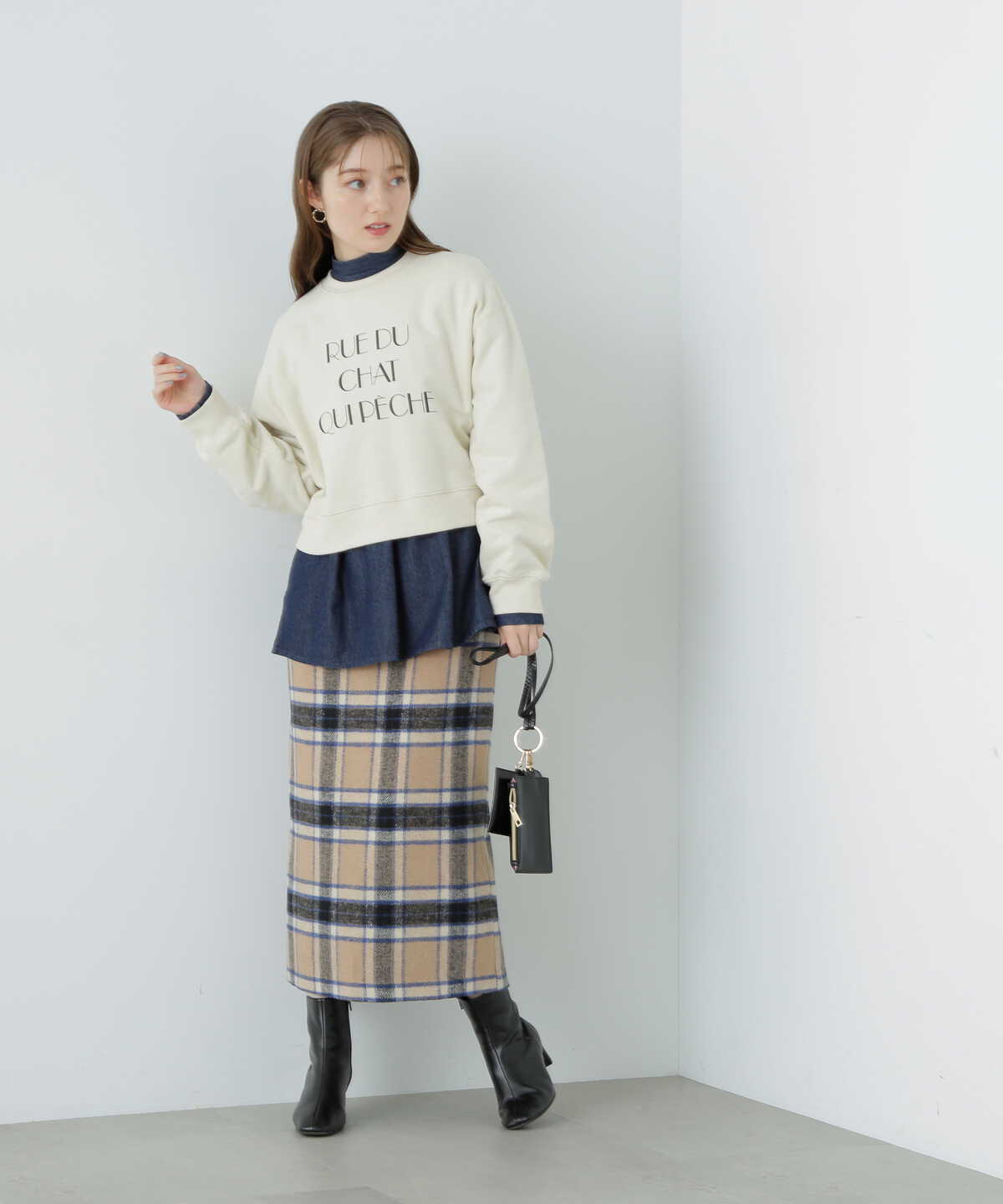 【松井愛莉さん着用】起毛カラーチェックタイトスカート《S Size Line》