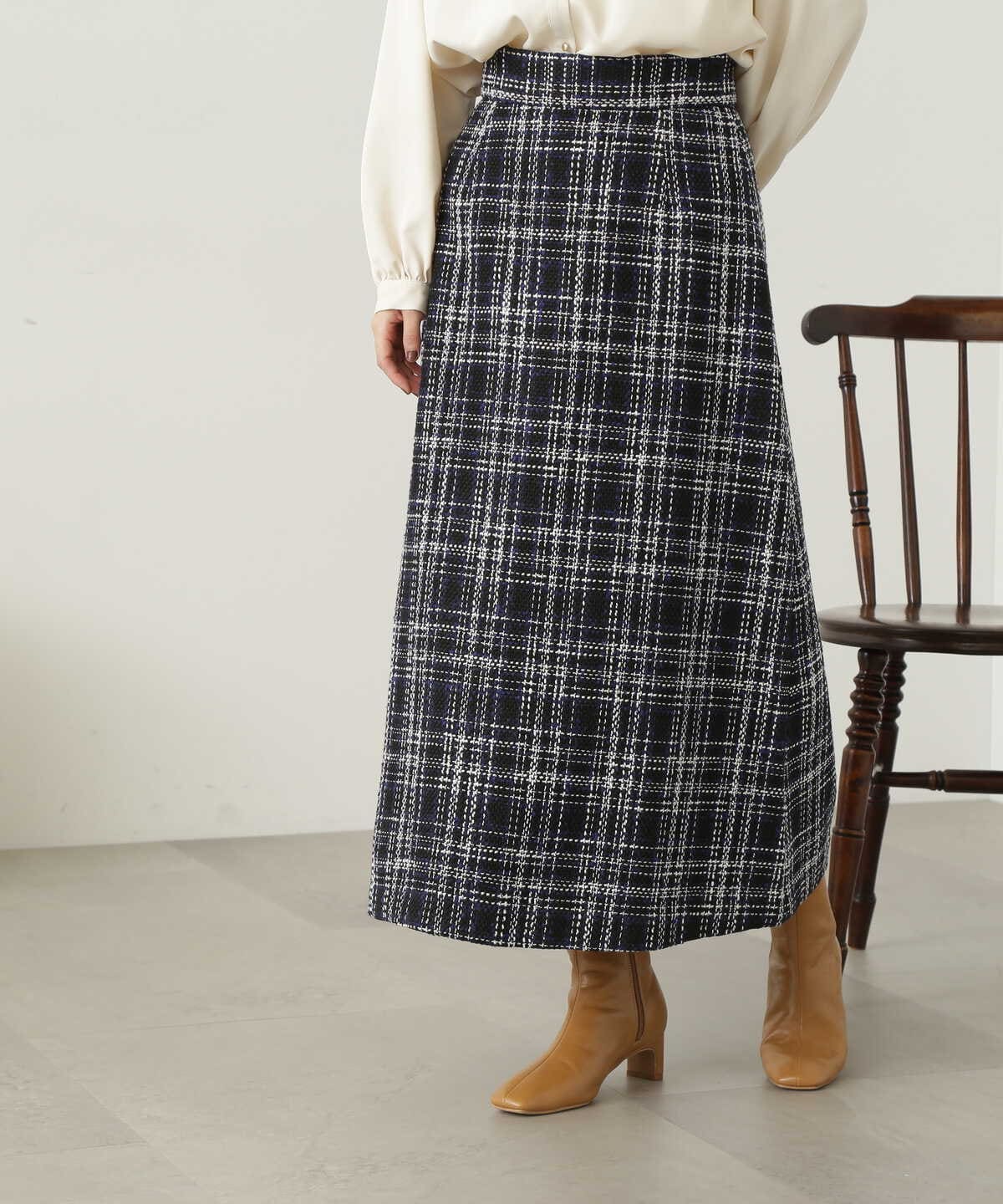 【タグ付き】NATURAL BEAUTY BASIC ツイード フレア スカート