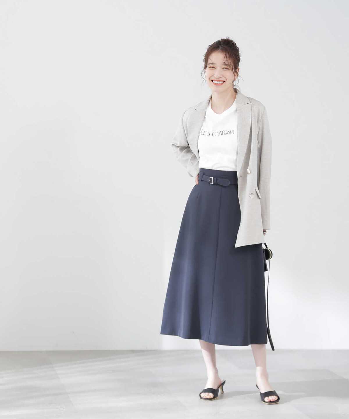 ベルト付Aラインスカート《S Size Line》《WEB限定商品》