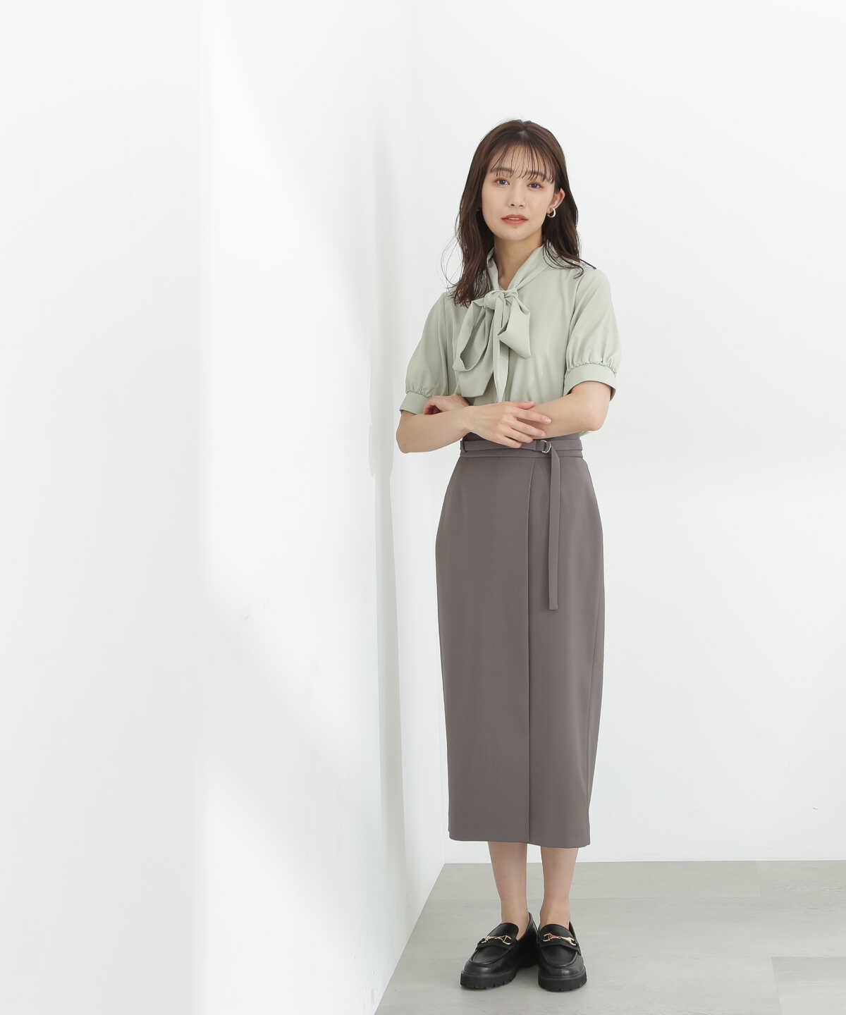 Dカンベルト付ラップ風タイトスカート《S Size Line》