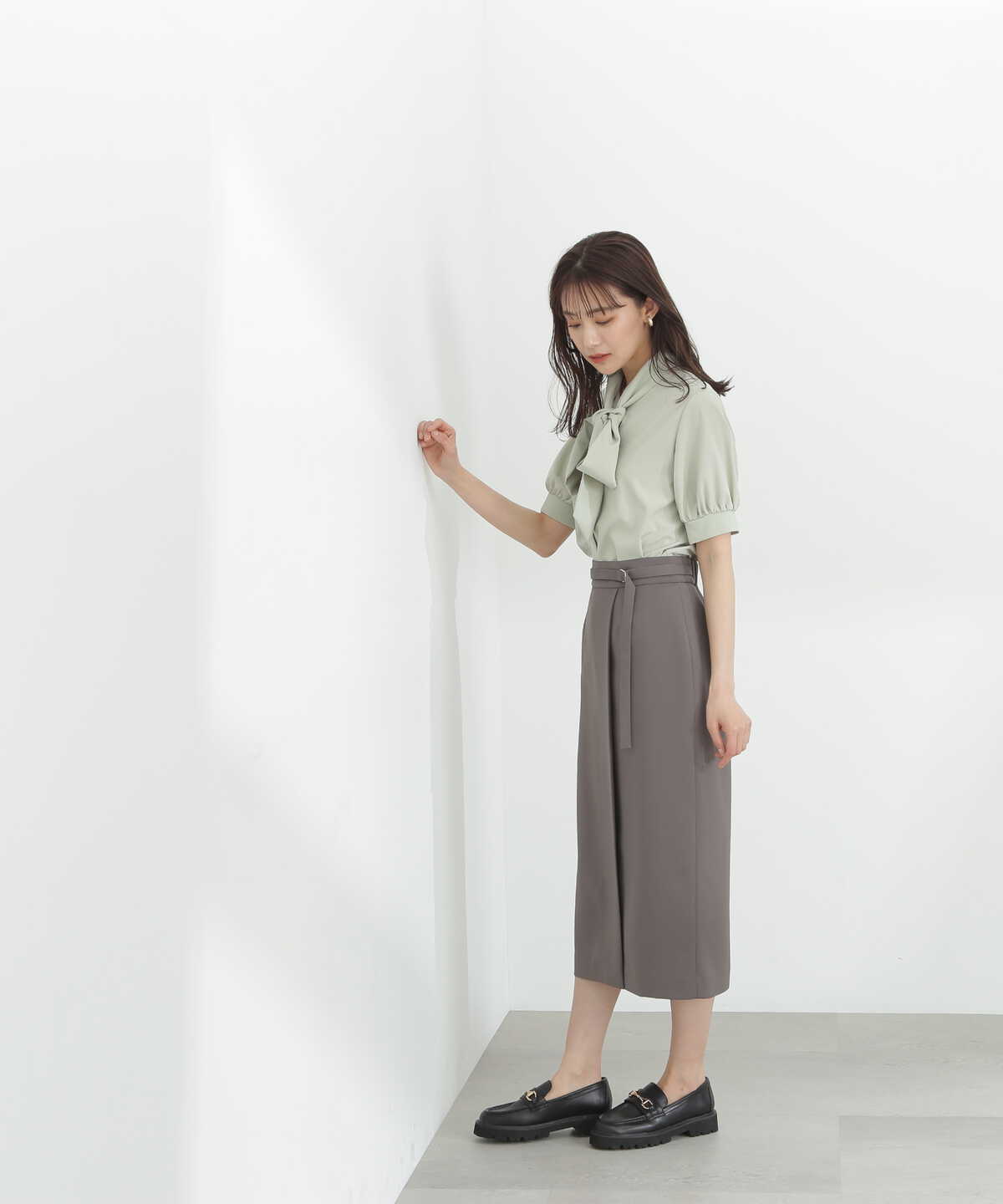 Dカンベルト付ラップ風タイトスカート《S Size Line》