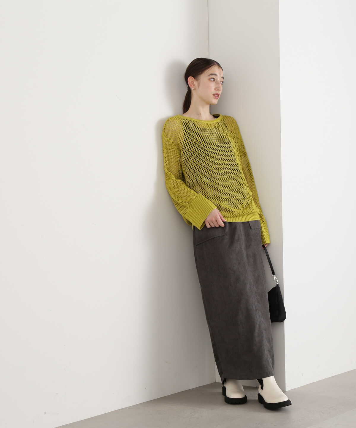 ハイウエストピーチロングタイトスカート《S Size Line》