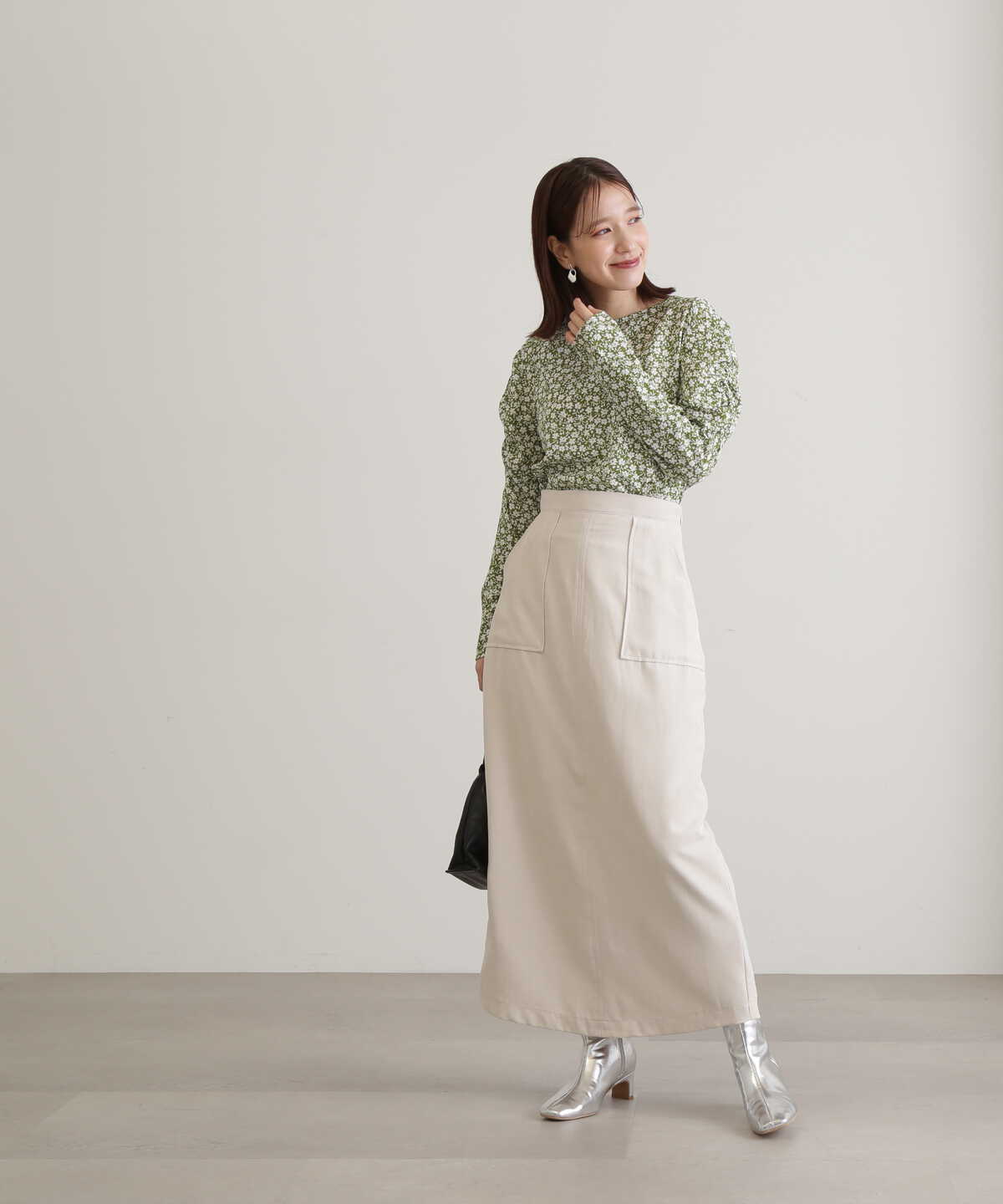 ハイウエストピーチロングタイトスカート《S Size Line》