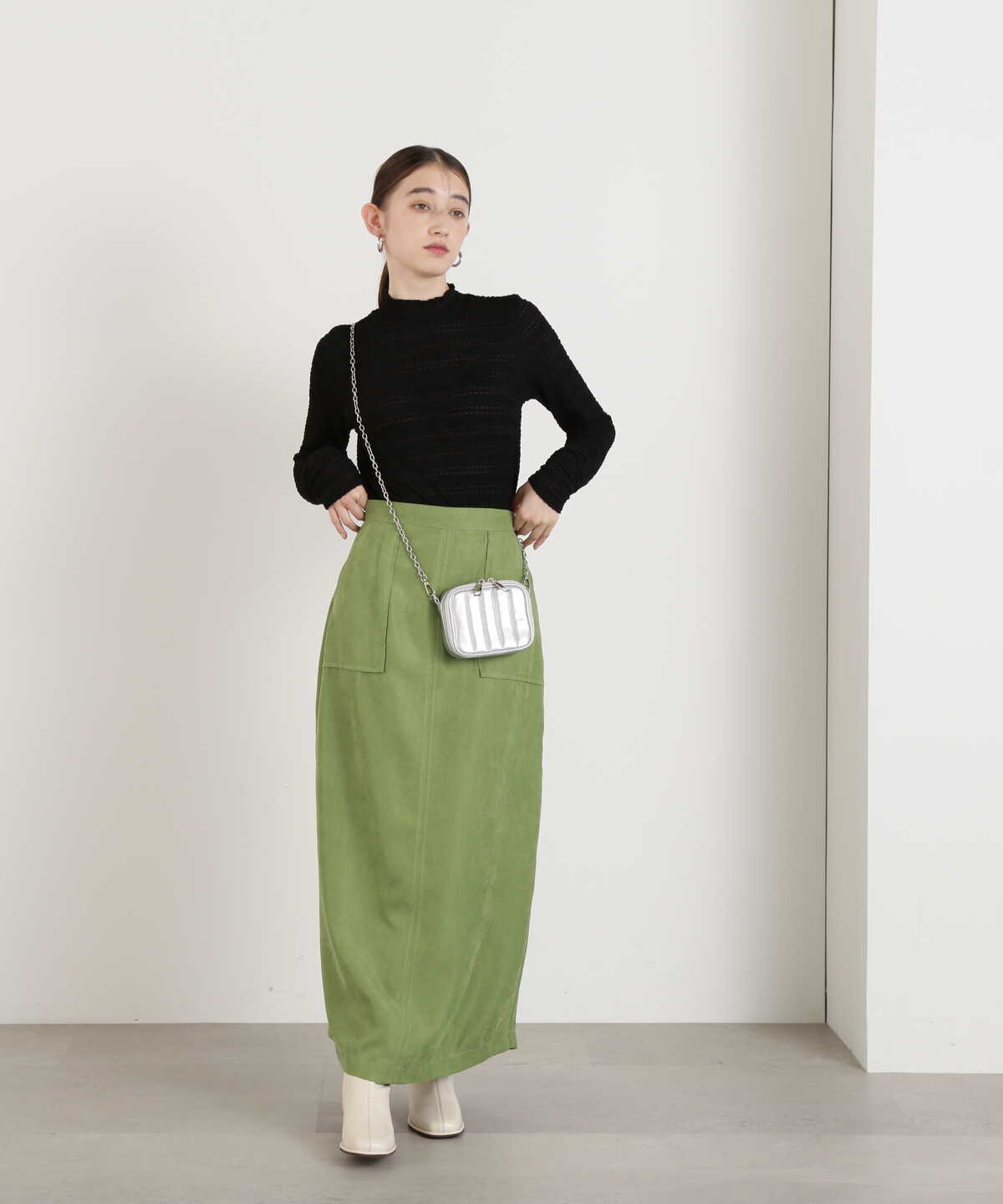 ハイウエストピーチロングタイトスカート《S Size Line》