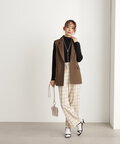 チェックハイウエストスラックスワイドパンツ《S Size Line》