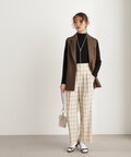 チェックハイウエストスラックスワイドパンツ《S Size Line》