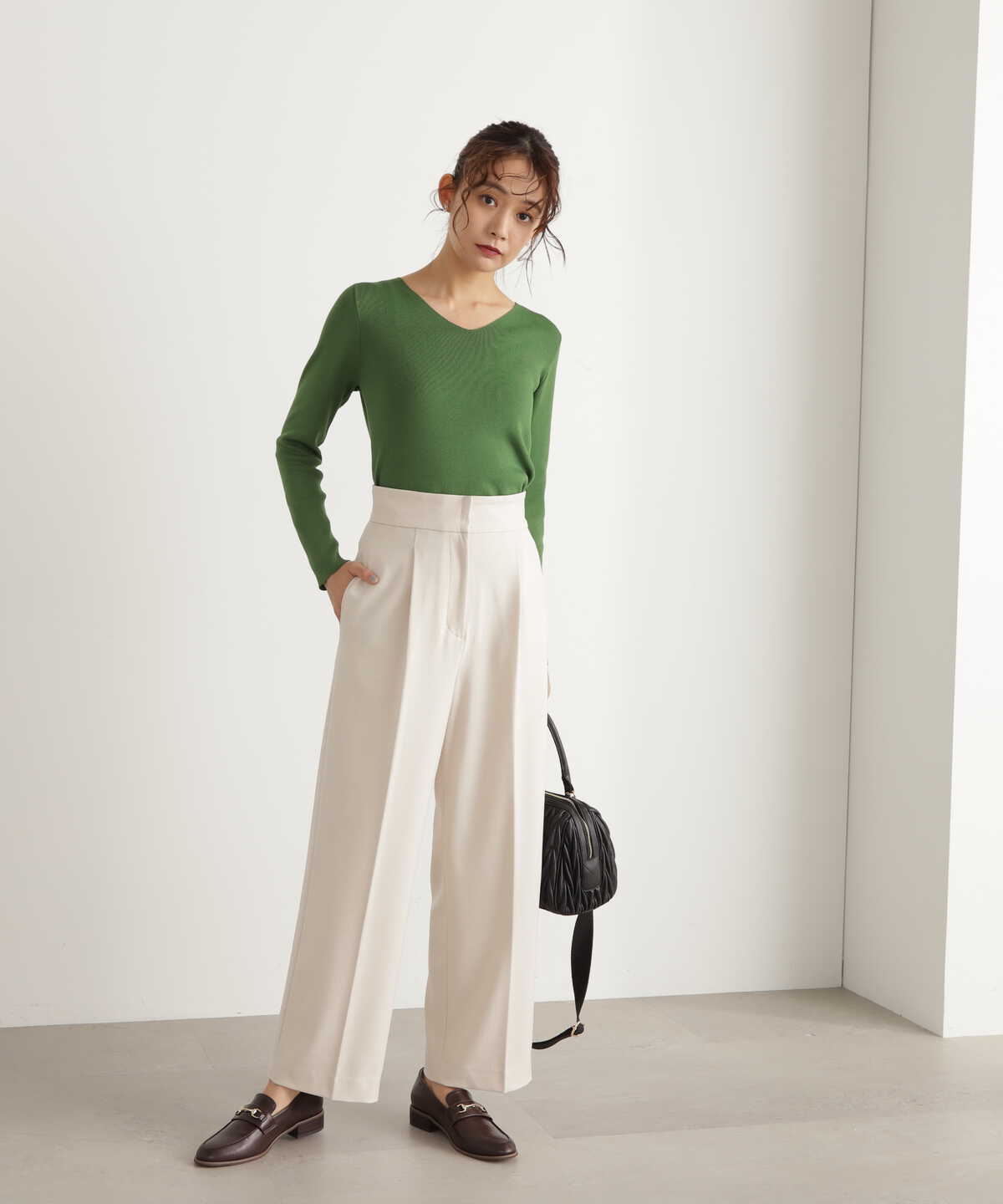 ムジハイウエストスラックスワイドパンツ《S Size Line》