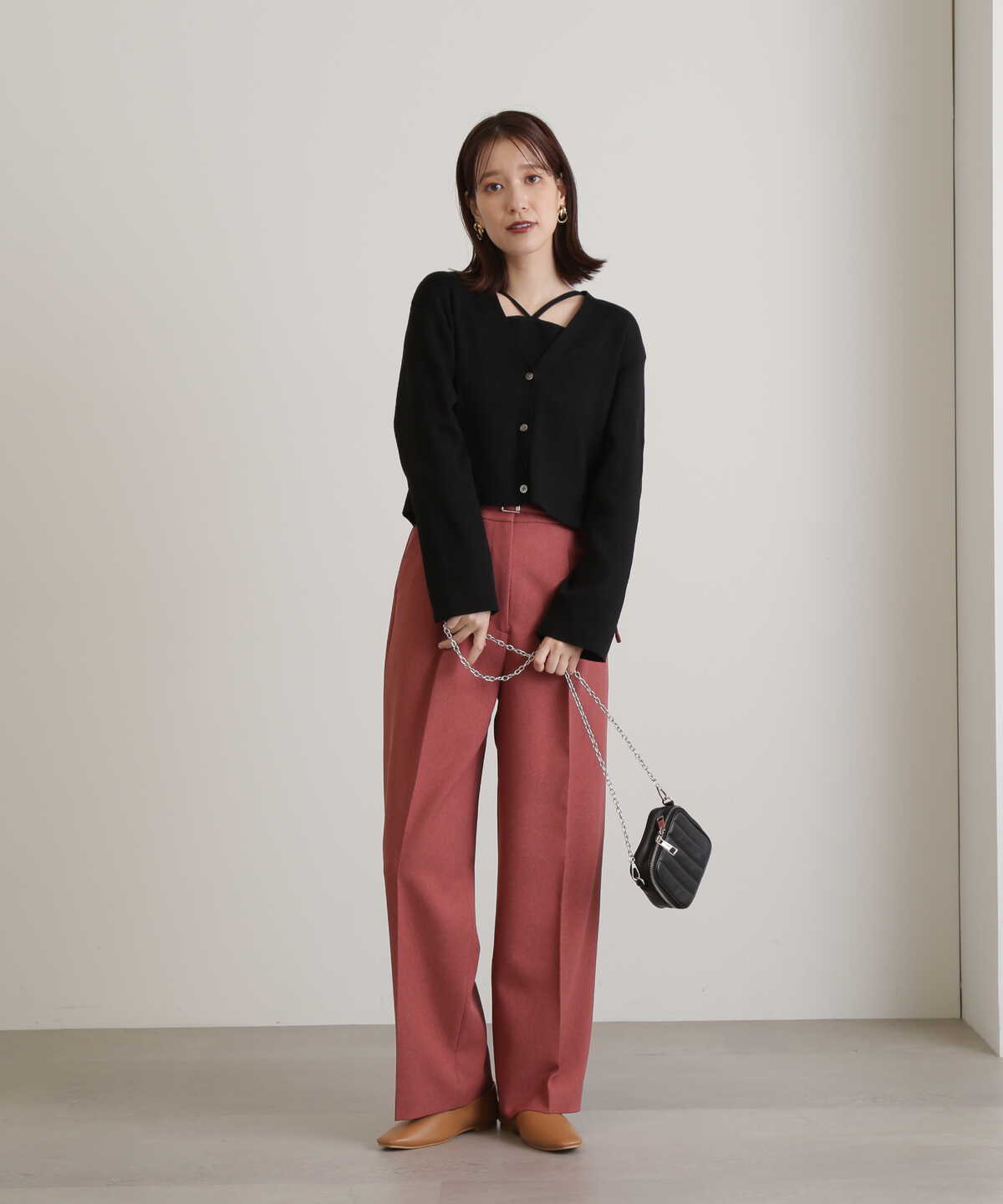センタープレスベルト付ワイドパンツ《S Size Line》
