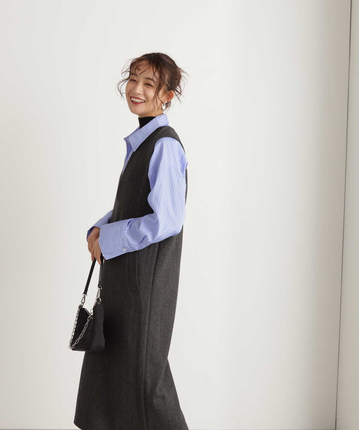 ツイードキーネックジャンパースカート《S Size Line》