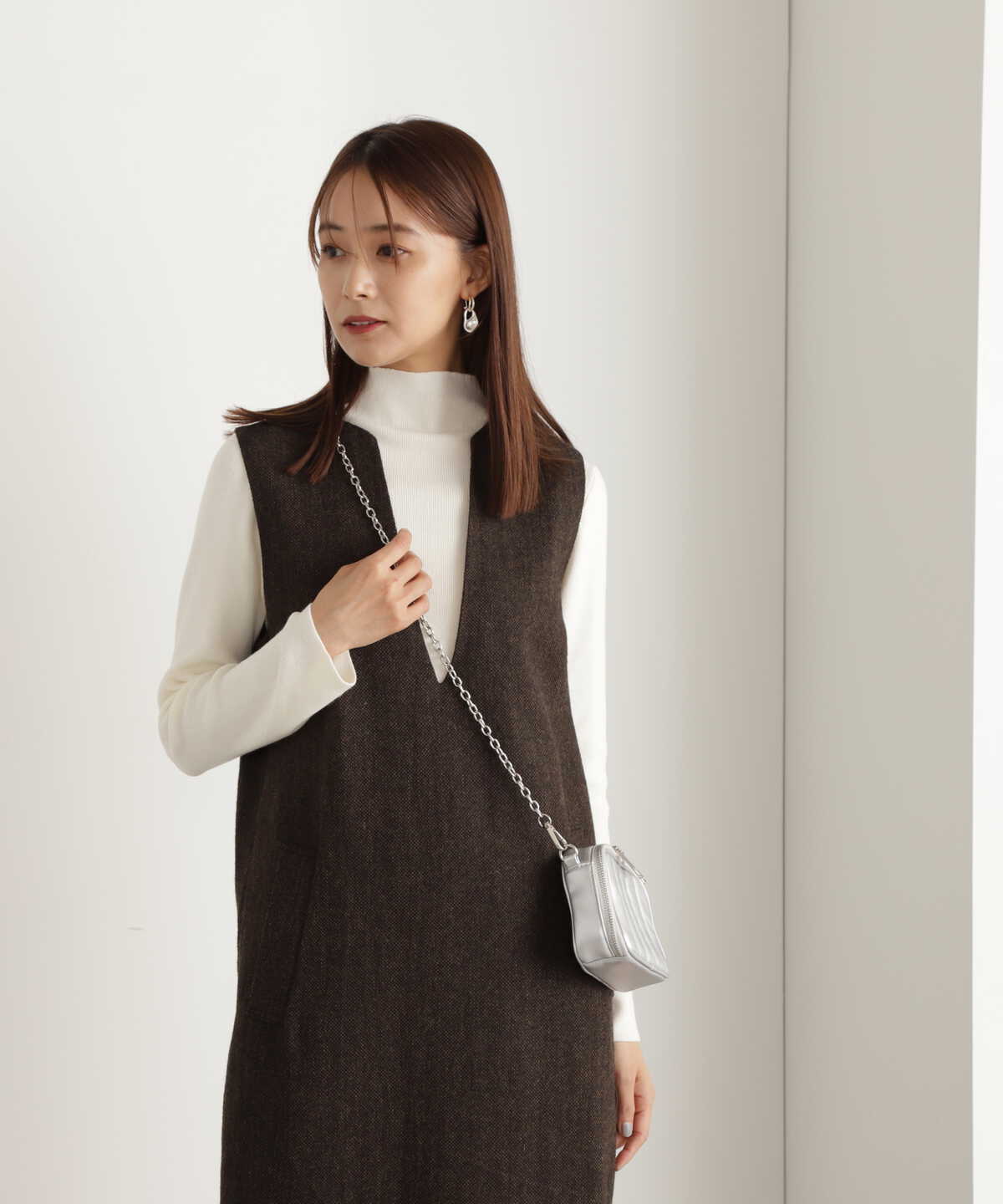 ツイードキーネックジャンパースカート《S Size Line》